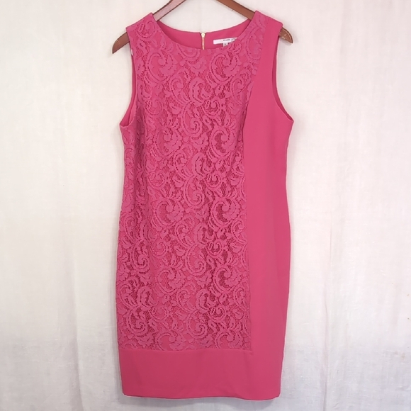 Studio One Dresses & Skirts - Studio One Pink Lace Panel Shift Dress Size 16